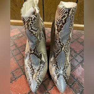 SHEIN Snake print heel boots, size 10